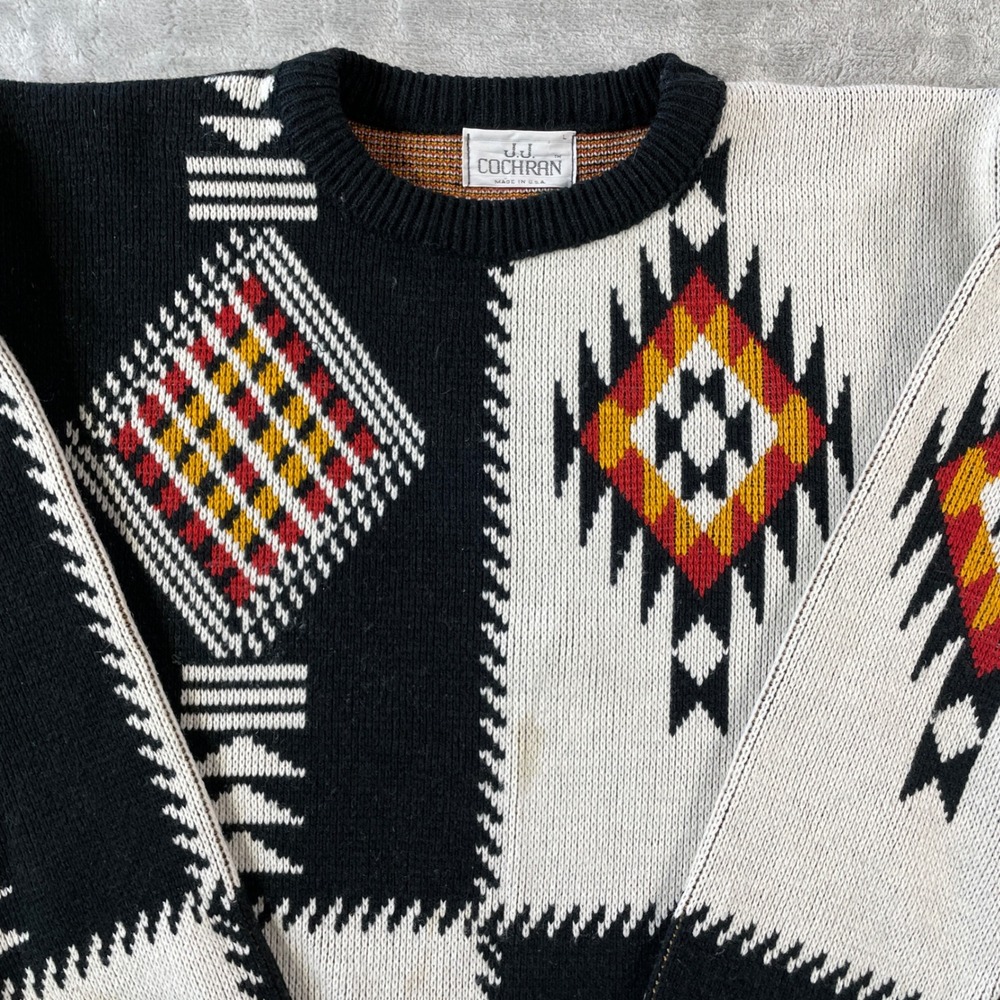Vintage JJ Cochran Sweater Mens Large Aztec Southwestern Geometric Knit - Picture 3 of 9